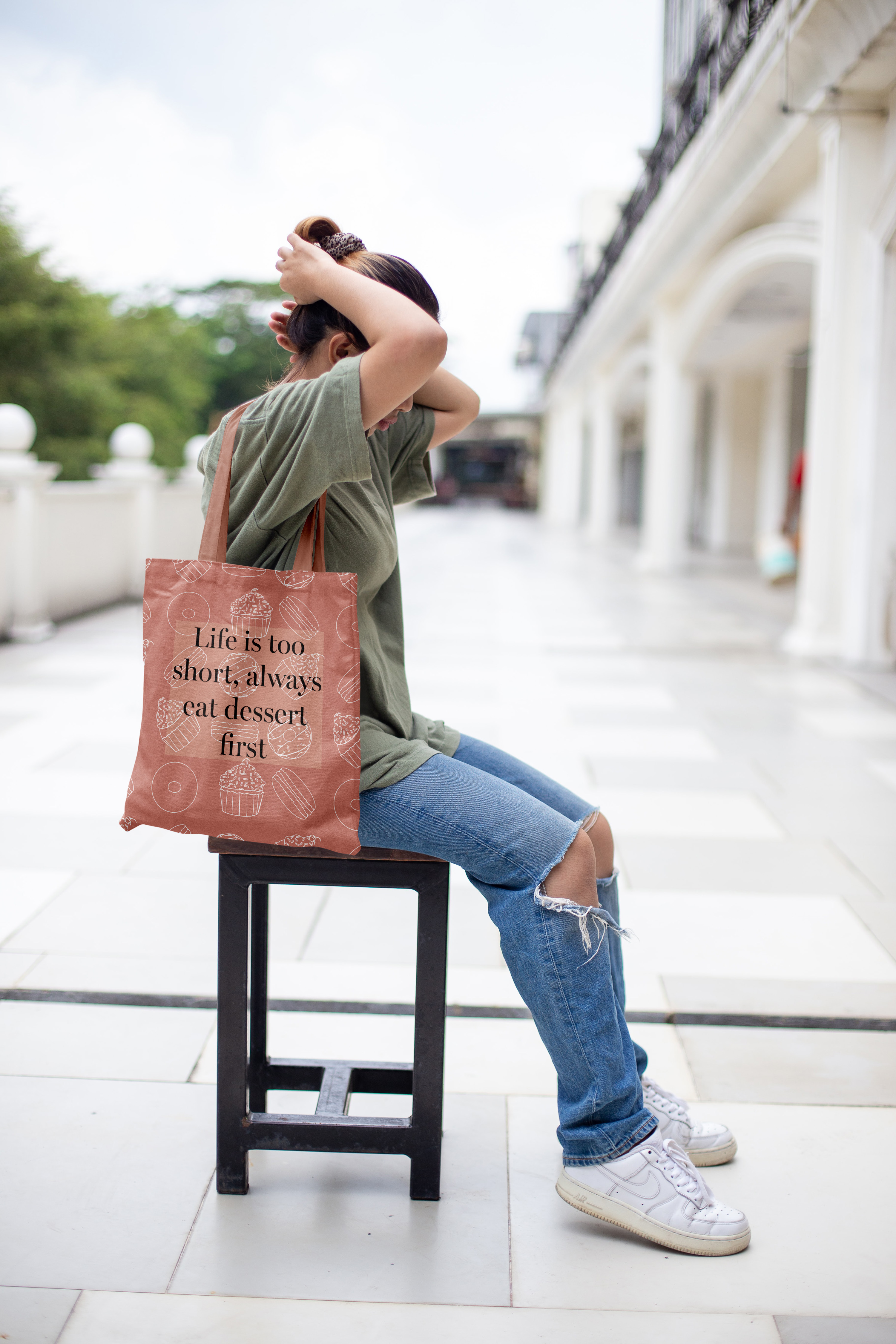 Food Pattern Illustration Bag Mockup