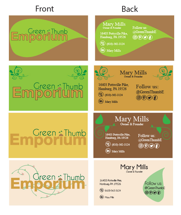 Green Thumb Emporium Business Card Digital Roughs