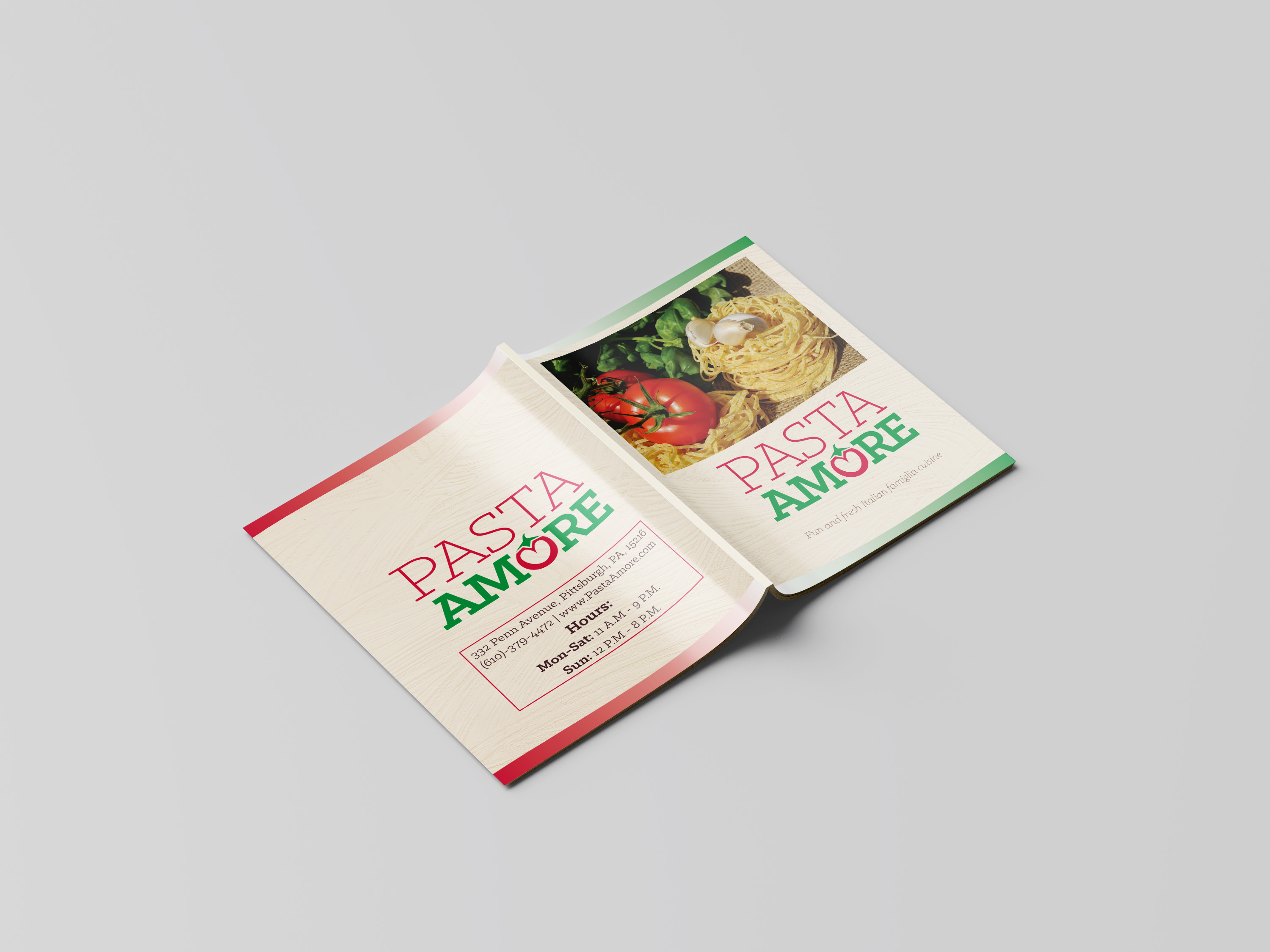 Pasta Amore Menu Mockup