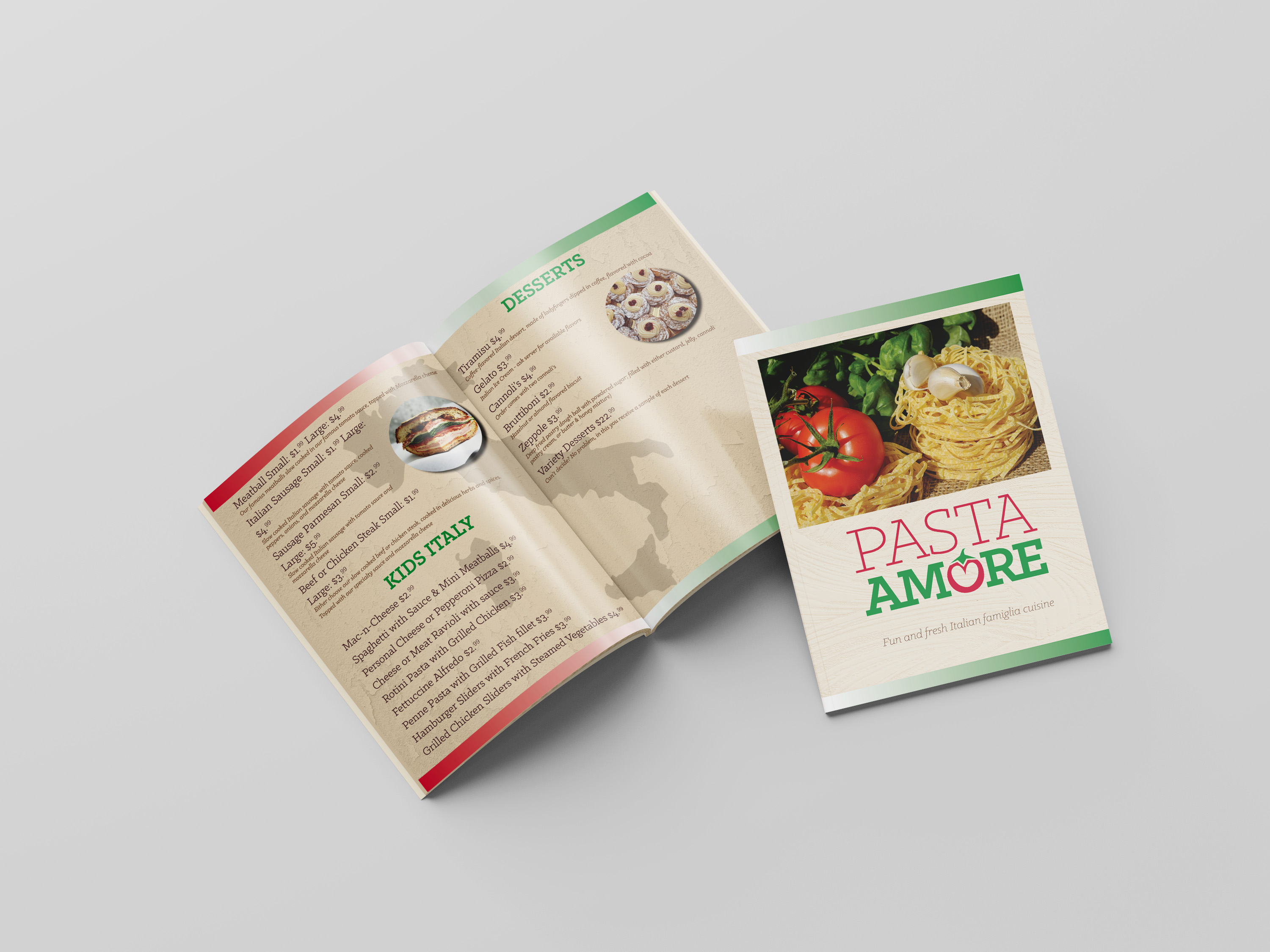 Pasta Amore Menu Mockup