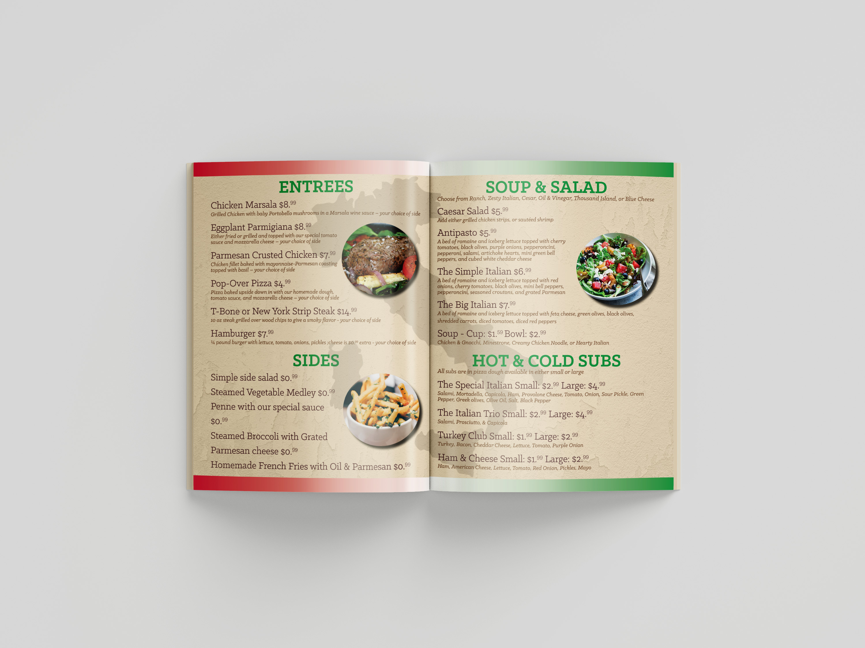 Pasta Amore Menu Mockup