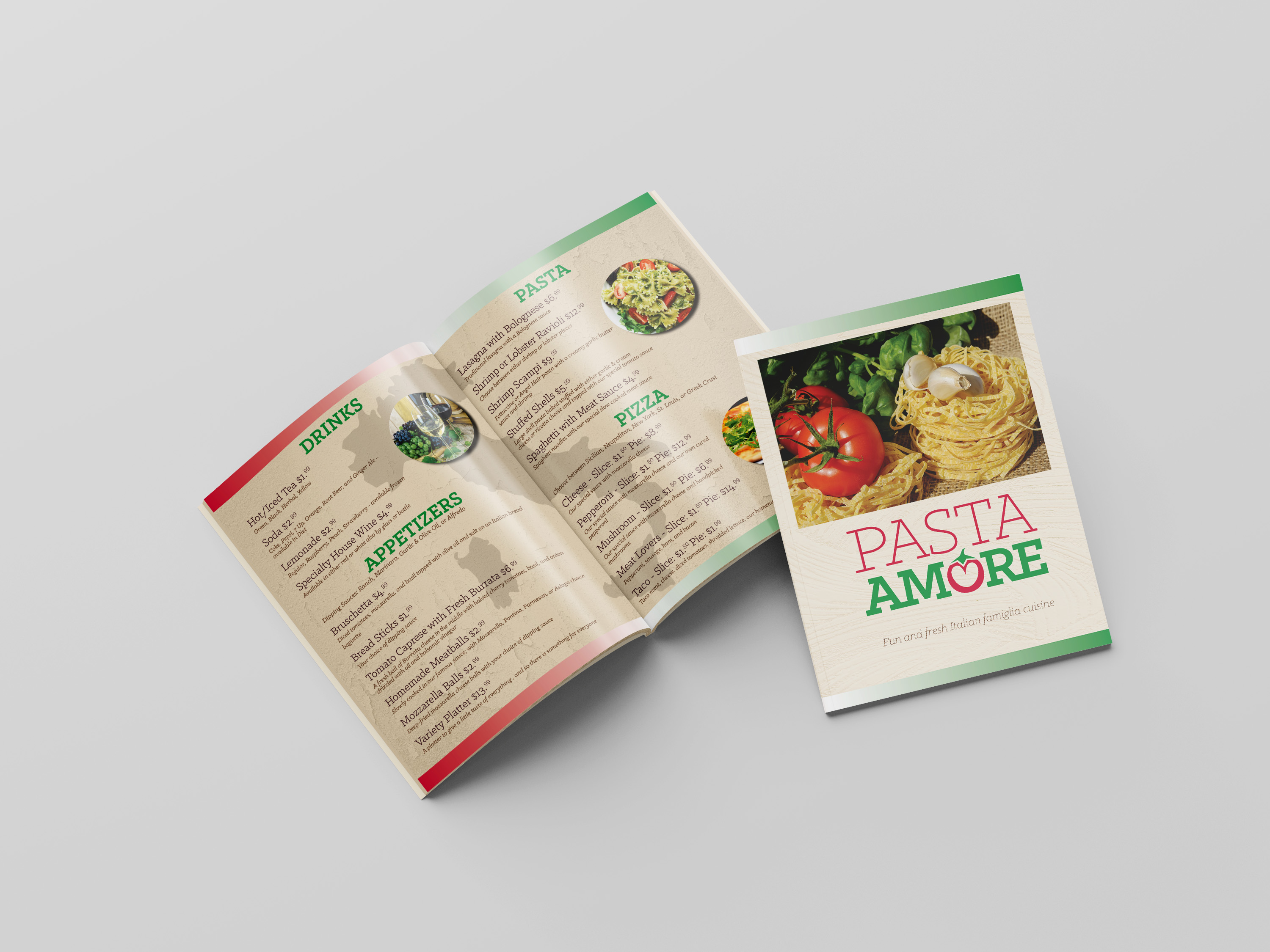 Pasta Amore Menu Mockup